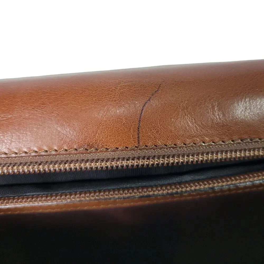 Vintage Leather Business Bag Briefcase Brown Attache Case Document Folder File